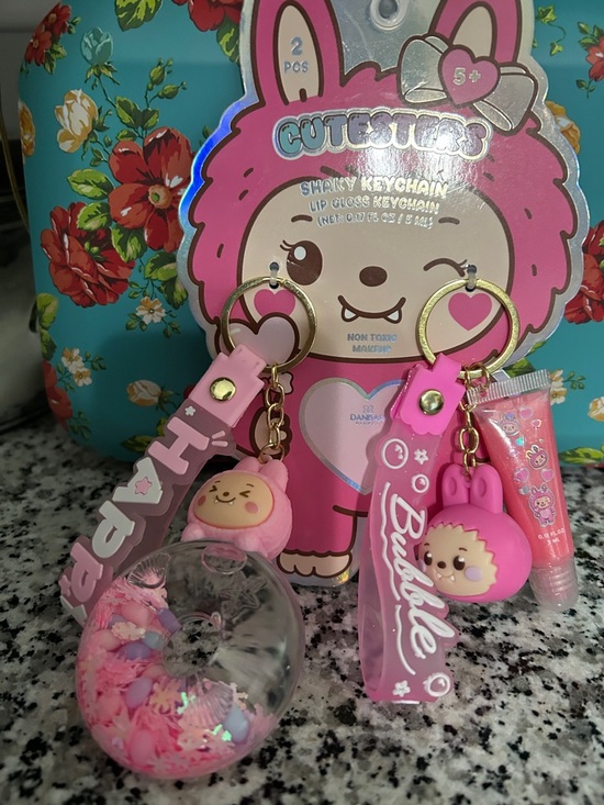 Other - Pink Kids Keychain Set – 2-Pack Playful Bubble & Baby Charms